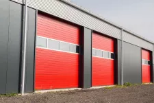 Red commercial garage doors