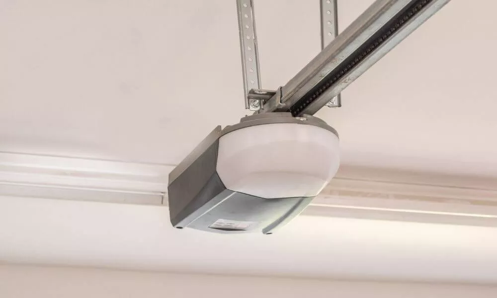 A ceiling-mounted garage door opener