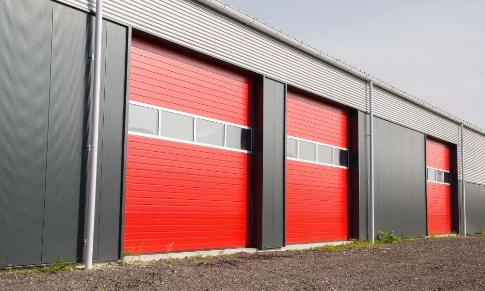 Red commercial garage doors