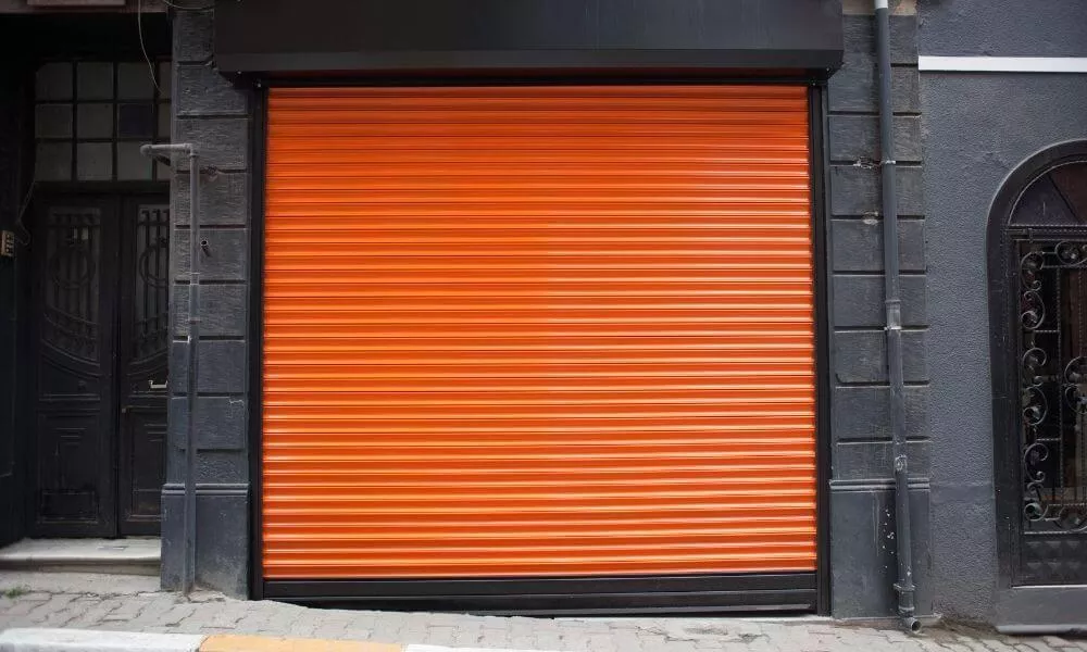 Orange steel rolling door