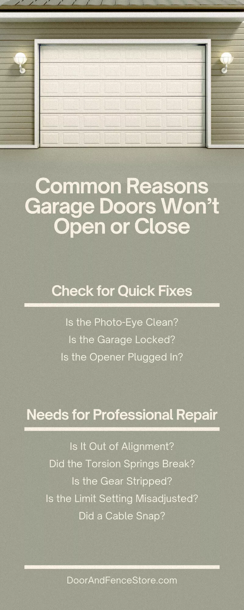 Common Reasons Garage Doors Won't Open or Close