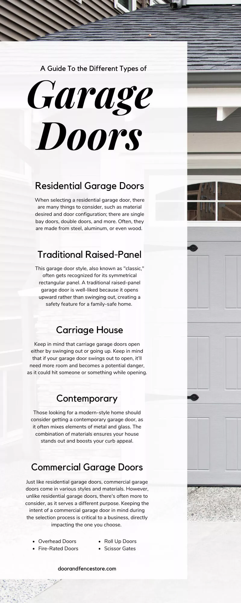 Infographic - A guide to the different types of garage doors