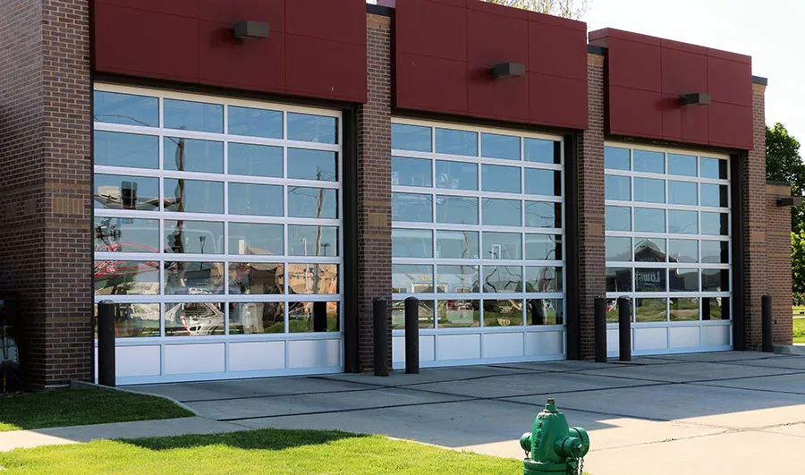 Three full view garage doors