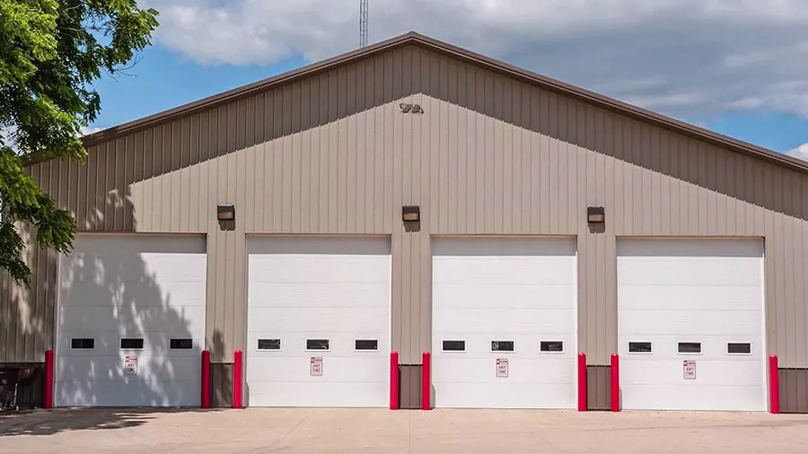 Commecial building with four garage doors