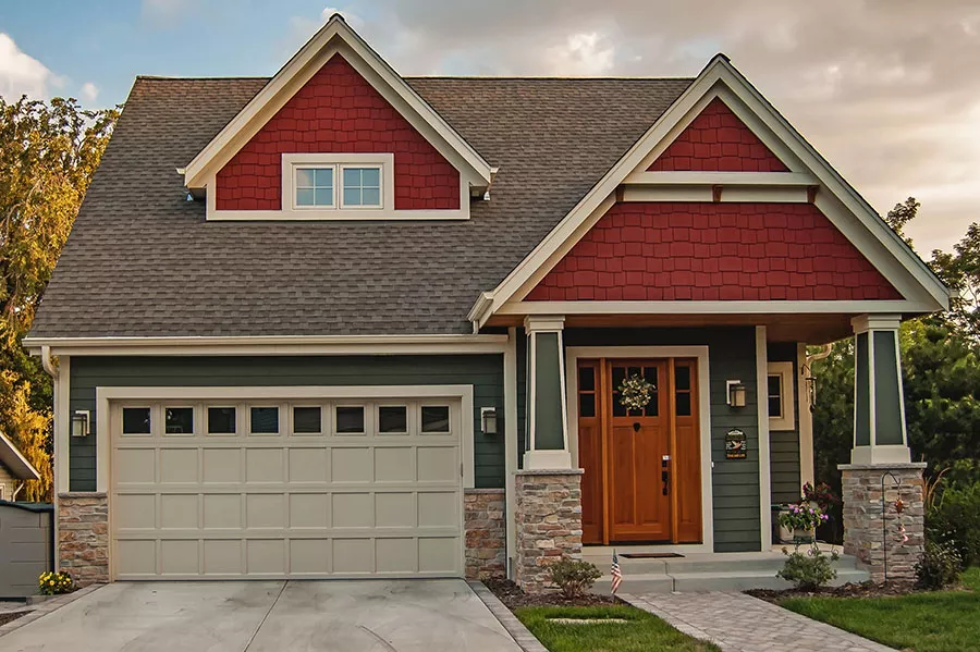 House with a double garage door