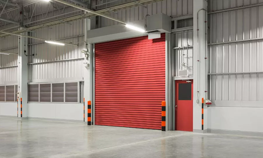 Red commercial garage door